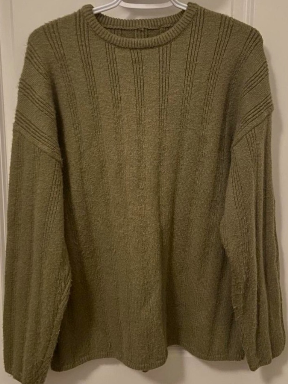 Olive green cable knit sweater